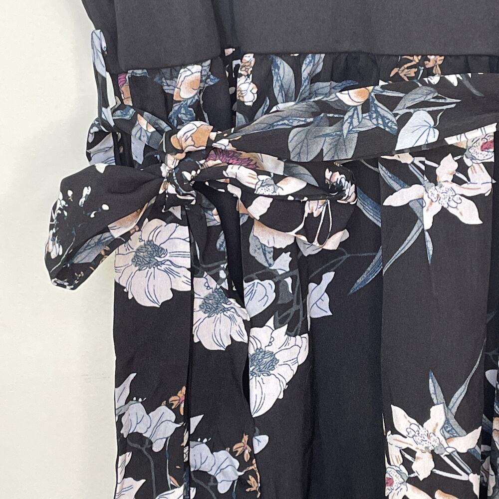 Emery Rose Women’s 4XL Dress Black With Floral Print Belted Elastic Waist NWT - Picture 9 of 10